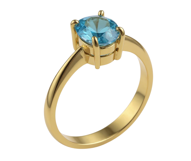 18KT GOLD RING SET WITH 01 BLUE TOPAZ